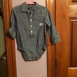 Little boys button down onesie